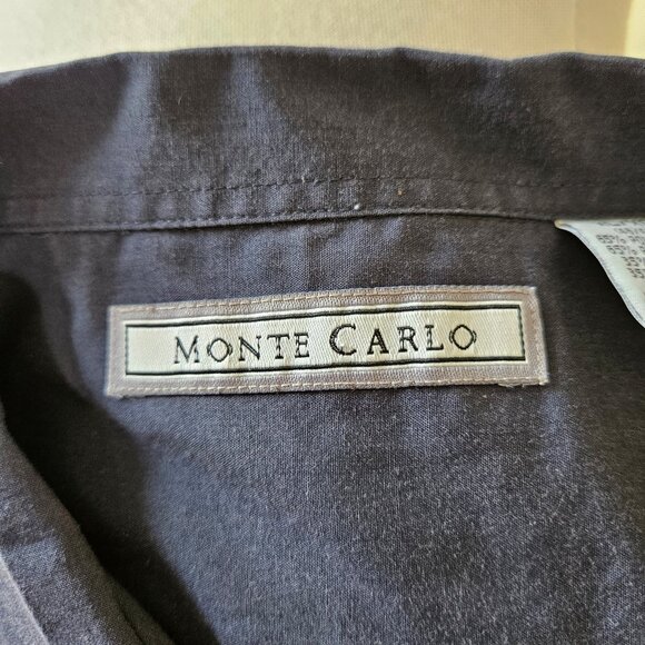 Vintage 90s Monte Carlo Navy Blue Guayabera Mens Casual Beach Summer Shirt XL - Picture 5 of 6